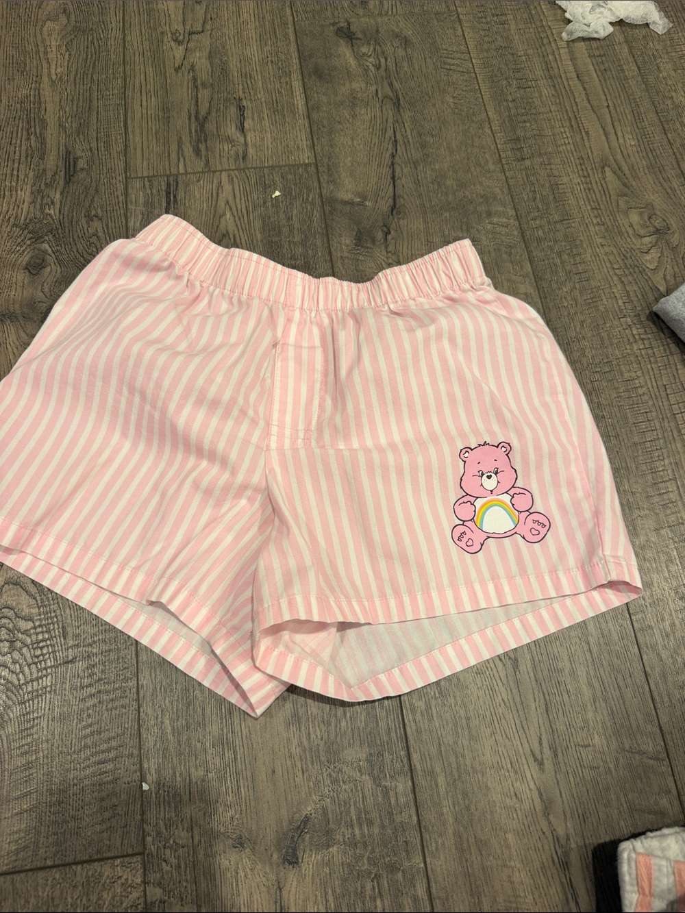Care Bears Pink & White Striped Girls Shorts with Bear Patch